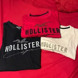 Hollister Logo Tees - Red, Black, cream
